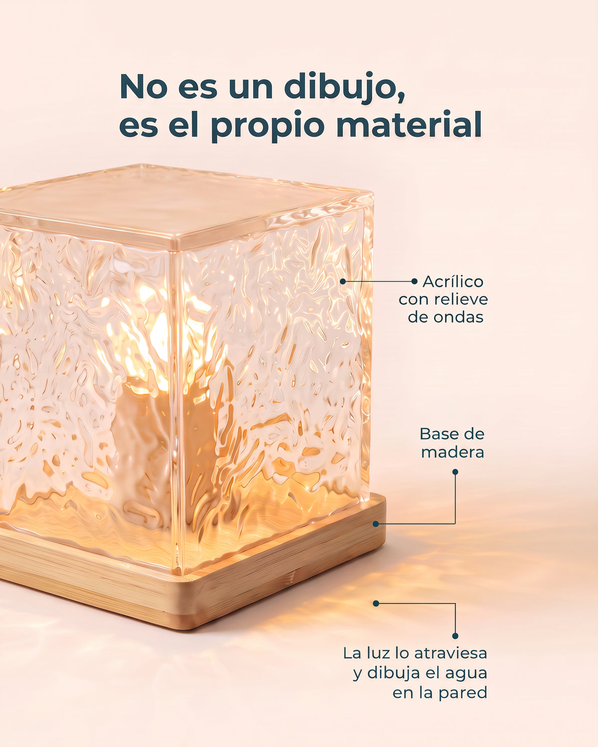 Acrílico con relieve de ondas sobre base de madera